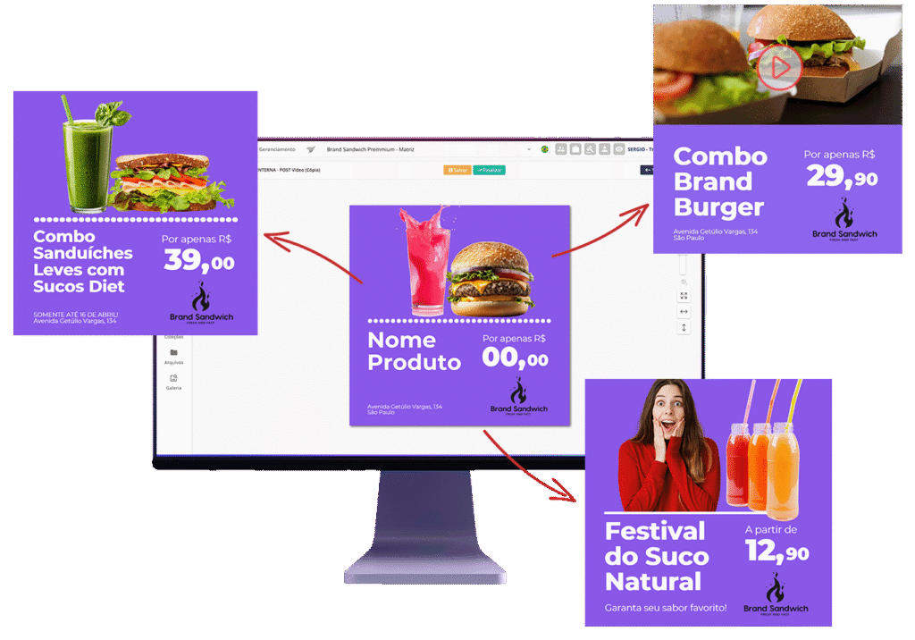Criação de peças publicitárias personalizadas a partir de um template no Template Track